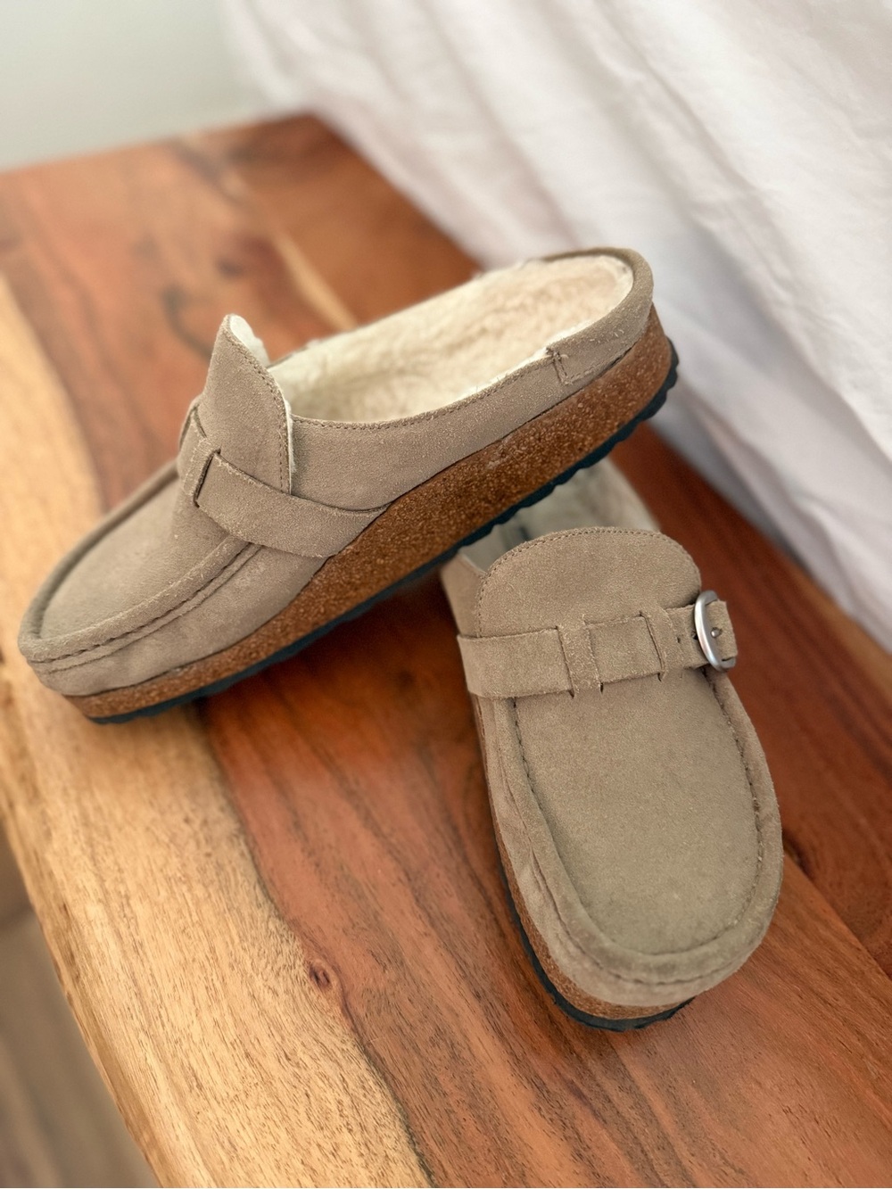 Birkenstock Size 38 Suede Leather Slip-On Loafers in Taupe